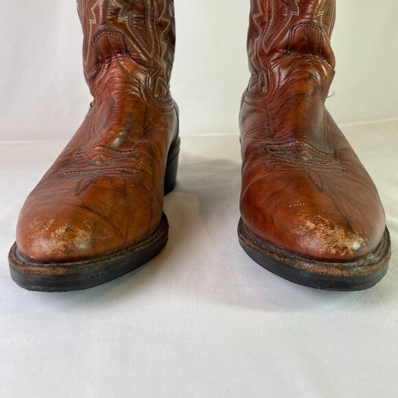 Abilene Men's Size 9D Cowboy Western Boots Brown Leather Vibram Sole - Picture 6 of 16
